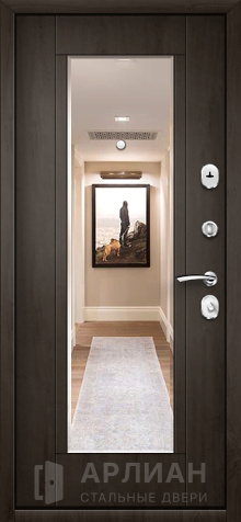 Фото №2 «Черная входная дверь металлическая с зеркалом и трехконтурным уплотнением №56»